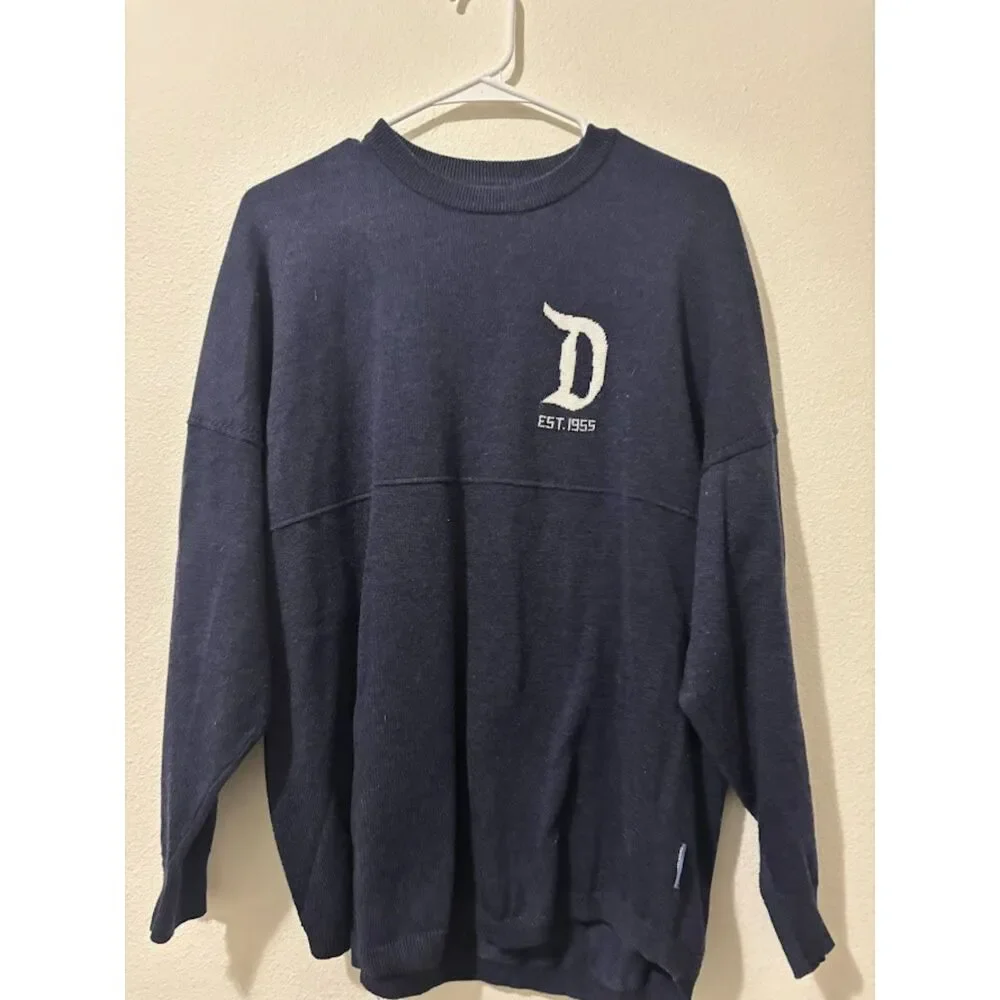 Disney Parks Spirit Jersey Sweater Women's Small Navy Disneyland Wool Blend Knit